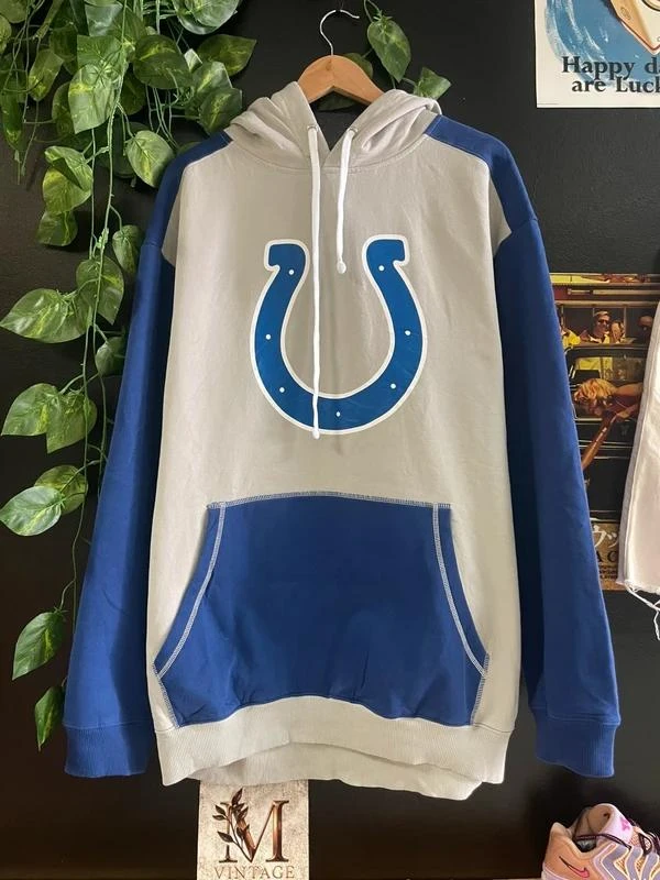 NFL Indianapolis Colts Oversized Hoodie Vintage 2000s Blue White Streetwear Rare